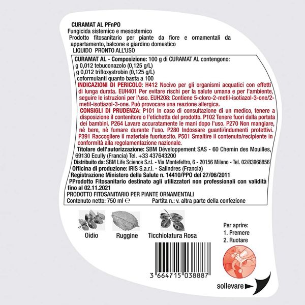 Fungicida CURAMAT AL PRONTO 750 ml - Anticadutavasi