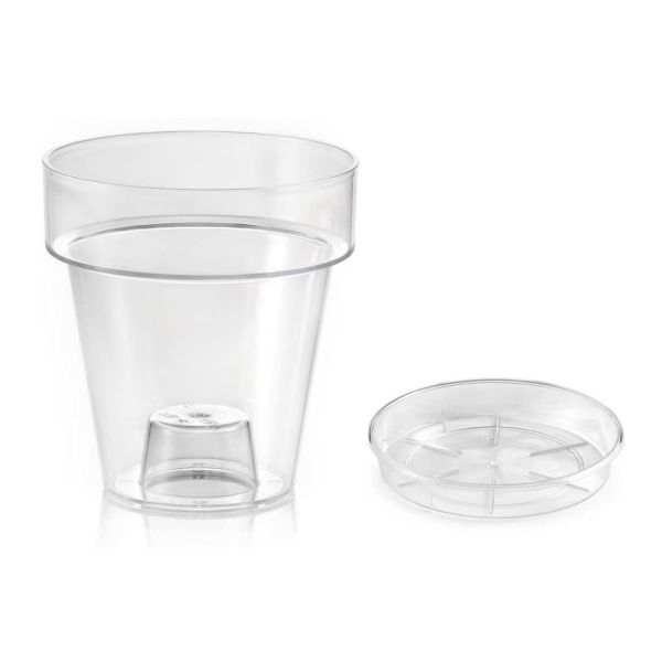Sottovaso Teraplast In Vetro Trasparente – 2 Pezzi, Diametro 20 Cm, Adatto Al Microonde