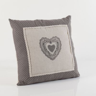 Cuscino quadrato in Lino e Cotone - col. Ecru/Grigio cm 40x40