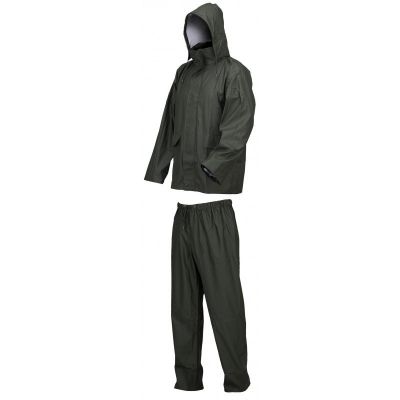 Completo antipioggia INDUSTRIAL STARTER giacca e pantalone in poliuretano TG.XL Col. Verde Scuro
