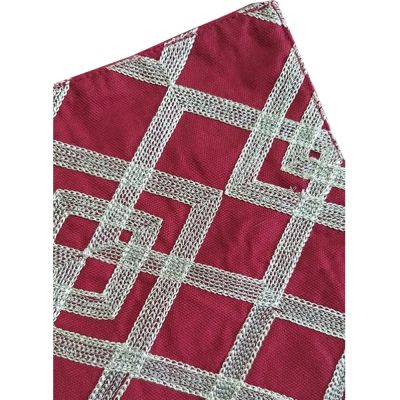 Set di 2 Tovagliette in tessuto rosso con ricami argento 40x30 cm