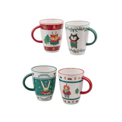 Set di 4 Tazze in ceramica a tema natalizio