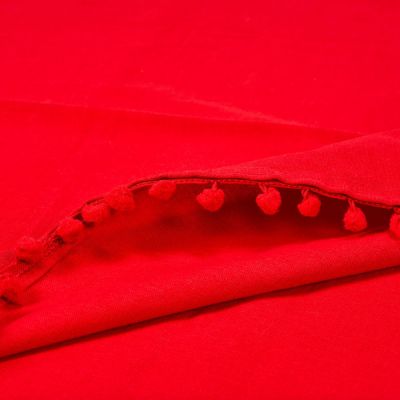 Tovaglia Rossa con Pon-Pon in cotone 140x180 cm